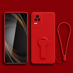 Funda Silicona Carcasa Ultrafina Goma con Soporte para Xiaomi Redmi K50 5G Rojo