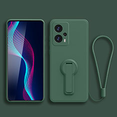 Funda Silicona Carcasa Ultrafina Goma con Soporte para Xiaomi Redmi Note 11T Pro+ Plus 5G Verde Noche