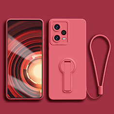 Funda Silicona Carcasa Ultrafina Goma con Soporte para Xiaomi Redmi Note 12 5G Rojo