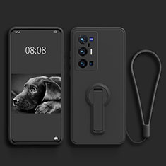 Funda Silicona Carcasa Ultrafina Goma con Soporte S01 para Vivo X70 Pro+ Plus 5G Negro