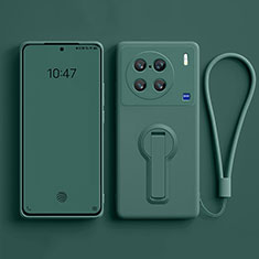 Funda Silicona Carcasa Ultrafina Goma con Soporte S01 para Vivo X90 Pro+ Plus 5G Verde Noche