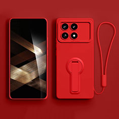 Funda Silicona Carcasa Ultrafina Goma con Soporte S01 para Xiaomi Redmi K70 5G Rojo