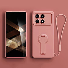 Funda Silicona Carcasa Ultrafina Goma con Soporte S01 para Xiaomi Redmi K70 5G Rosa