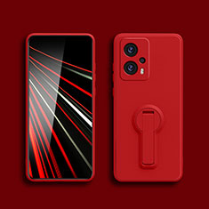 Funda Silicona Carcasa Ultrafina Goma con Soporte S01 para Xiaomi Redmi Note 11T Pro+ Plus 5G Rojo