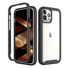 Funda Silicona Carcasa Ultrafina Goma Frontal y Trasera 360 Grados para Apple iPhone 14 Pro Max Negro