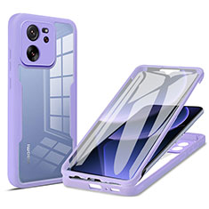 Funda Silicona Carcasa Ultrafina Goma Frontal y Trasera 360 Grados para Xiaomi Mi 13T 5G Purpura Claro