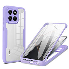 Funda Silicona Carcasa Ultrafina Goma Frontal y Trasera 360 Grados para Xiaomi Mi 14 5G Purpura Claro