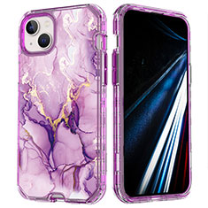 Funda Silicona Carcasa Ultrafina Goma Frontal y Trasera 360 Grados YJ1 para Apple iPhone 14 Plus Morado