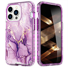 Funda Silicona Carcasa Ultrafina Goma Frontal y Trasera 360 Grados YJ1 para Apple iPhone 14 Pro Morado