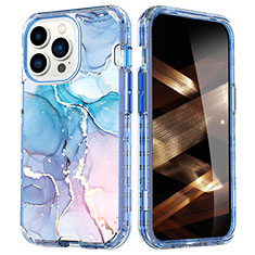 Funda Silicona Carcasa Ultrafina Goma Frontal y Trasera 360 Grados YJ1 para Apple iPhone 16 Pro Max Azul Cielo