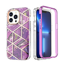 Funda Silicona Carcasa Ultrafina Goma Frontal y Trasera 360 Grados YJ2 para Apple iPhone 13 Pro Max Morado