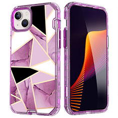 Funda Silicona Carcasa Ultrafina Goma Frontal y Trasera 360 Grados YJ2 para Apple iPhone 15 Morado