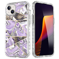 Funda Silicona Carcasa Ultrafina Goma Frontal y Trasera 360 Grados YJ2 para Apple iPhone 15 Plus Purpura Claro