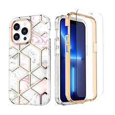 Funda Silicona Carcasa Ultrafina Goma Frontal y Trasera 360 Grados YJ3 para Apple iPhone 13 Pro Max Blanco