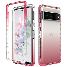 Funda Silicona Carcasa Ultrafina Transparente Goma Frontal y Trasera 360 Grados Gradiente JX1 para Google Pixel 7 5G Rojo