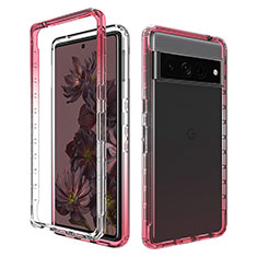 Funda Silicona Carcasa Ultrafina Transparente Goma Frontal y Trasera 360 Grados Gradiente JX1 para Google Pixel 7 Pro 5G Rojo