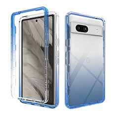 Funda Silicona Carcasa Ultrafina Transparente Goma Frontal y Trasera 360 Grados Gradiente JX1 para Google Pixel 7a 5G Azul