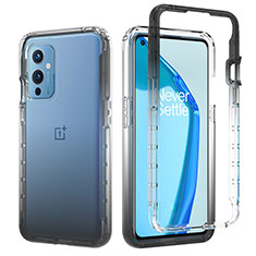 Funda Silicona Carcasa Ultrafina Transparente Goma Frontal y Trasera 360 Grados Gradiente JX1 para OnePlus 9 5G Gris Oscuro