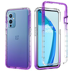 Funda Silicona Carcasa Ultrafina Transparente Goma Frontal y Trasera 360 Grados Gradiente JX1 para OnePlus 9 5G Morado