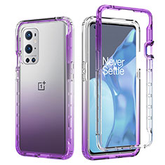 Funda Silicona Carcasa Ultrafina Transparente Goma Frontal y Trasera 360 Grados Gradiente JX1 para OnePlus 9 Pro 5G Morado