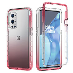 Funda Silicona Carcasa Ultrafina Transparente Goma Frontal y Trasera 360 Grados Gradiente JX1 para OnePlus 9 Pro 5G Rojo