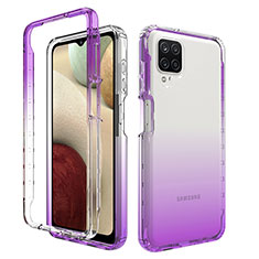 Funda Silicona Carcasa Ultrafina Transparente Goma Frontal y Trasera 360 Grados Gradiente JX1 para Samsung Galaxy A12 5G Morado