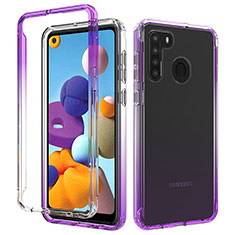 Funda Silicona Carcasa Ultrafina Transparente Goma Frontal y Trasera 360 Grados Gradiente JX1 para Samsung Galaxy A21s Morado