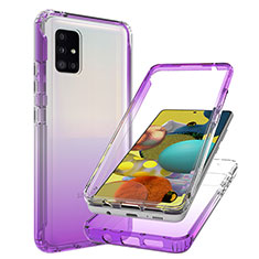 Funda Silicona Carcasa Ultrafina Transparente Goma Frontal y Trasera 360 Grados Gradiente JX1 para Samsung Galaxy A51 4G Morado