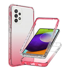 Funda Silicona Carcasa Ultrafina Transparente Goma Frontal y Trasera 360 Grados Gradiente JX1 para Samsung Galaxy A52 4G Rojo