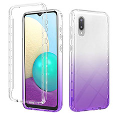 Funda Silicona Carcasa Ultrafina Transparente Goma Frontal y Trasera 360 Grados Gradiente JX1 para Samsung Galaxy M02 Morado