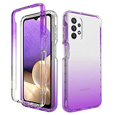 Funda Silicona Carcasa Ultrafina Transparente Goma Frontal y Trasera 360 Grados Gradiente JX1 para Samsung Galaxy M32 5G Morado