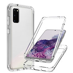 Funda Silicona Carcasa Ultrafina Transparente Goma Frontal y Trasera 360 Grados Gradiente JX1 para Samsung Galaxy S20 Claro