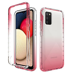 Funda Silicona Carcasa Ultrafina Transparente Goma Frontal y Trasera 360 Grados Gradiente JX4 para Samsung Galaxy A03s Rosa Roja