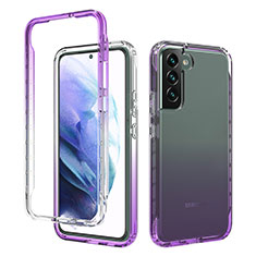 Funda Silicona Carcasa Ultrafina Transparente Goma Frontal y Trasera 360 Grados Gradiente M01 para Samsung Galaxy S22 Plus 5G Morado