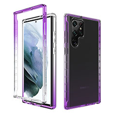 Funda Silicona Carcasa Ultrafina Transparente Goma Frontal y Trasera 360 Grados Gradiente M01 para Samsung Galaxy S22 Ultra 5G Morado