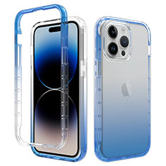 Funda Silicona Carcasa Ultrafina Transparente Goma Frontal y Trasera 360 Grados Gradiente para Apple iPhone 15 Pro Max Azul