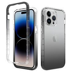 Funda Silicona Carcasa Ultrafina Transparente Goma Frontal y Trasera 360 Grados Gradiente para Apple iPhone 15 Pro Max Gris Oscuro