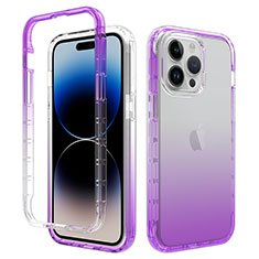 Funda Silicona Carcasa Ultrafina Transparente Goma Frontal y Trasera 360 Grados Gradiente para Apple iPhone 15 Pro Max Morado