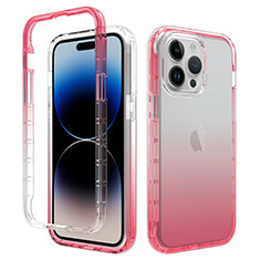 Funda Silicona Carcasa Ultrafina Transparente Goma Frontal y Trasera 360 Grados Gradiente para Apple iPhone 15 Pro Max Rojo