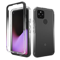 Funda Silicona Carcasa Ultrafina Transparente Goma Frontal y Trasera 360 Grados Gradiente para Google Pixel 5 Gris Oscuro