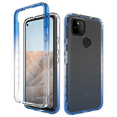 Funda Silicona Carcasa Ultrafina Transparente Goma Frontal y Trasera 360 Grados Gradiente para Google Pixel 5a 5G Azul