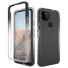 Funda Silicona Carcasa Ultrafina Transparente Goma Frontal y Trasera 360 Grados Gradiente para Google Pixel 5a 5G Gris Oscuro