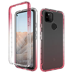 Funda Silicona Carcasa Ultrafina Transparente Goma Frontal y Trasera 360 Grados Gradiente para Google Pixel 5a 5G Rojo