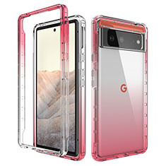 Funda Silicona Carcasa Ultrafina Transparente Goma Frontal y Trasera 360 Grados Gradiente para Google Pixel 6 5G Rojo