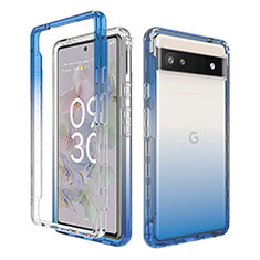 Funda Silicona Carcasa Ultrafina Transparente Goma Frontal y Trasera 360 Grados Gradiente para Google Pixel 6a 5G Azul