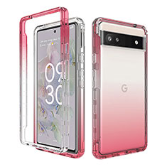 Funda Silicona Carcasa Ultrafina Transparente Goma Frontal y Trasera 360 Grados Gradiente para Google Pixel 6a 5G Rojo