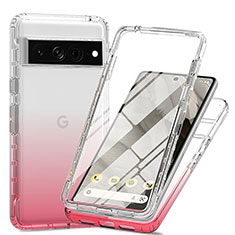 Funda Silicona Carcasa Ultrafina Transparente Goma Frontal y Trasera 360 Grados Gradiente para Google Pixel 7 Pro 5G Rojo