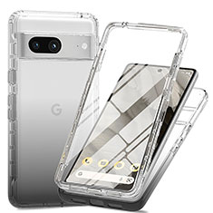 Funda Silicona Carcasa Ultrafina Transparente Goma Frontal y Trasera 360 Grados Gradiente para Google Pixel 7a 5G Gris Oscuro