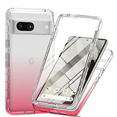 Funda Silicona Carcasa Ultrafina Transparente Goma Frontal y Trasera 360 Grados Gradiente para Google Pixel 7a 5G Rojo