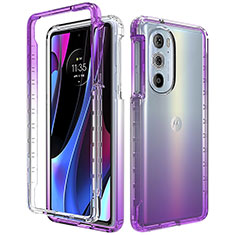 Funda Silicona Carcasa Ultrafina Transparente Goma Frontal y Trasera 360 Grados Gradiente para Motorola Moto Edge 30 Pro 5G Morado